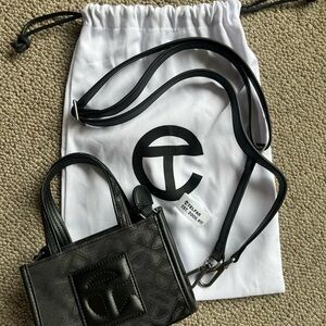 Telfar Black Mini Jacquard Shopper